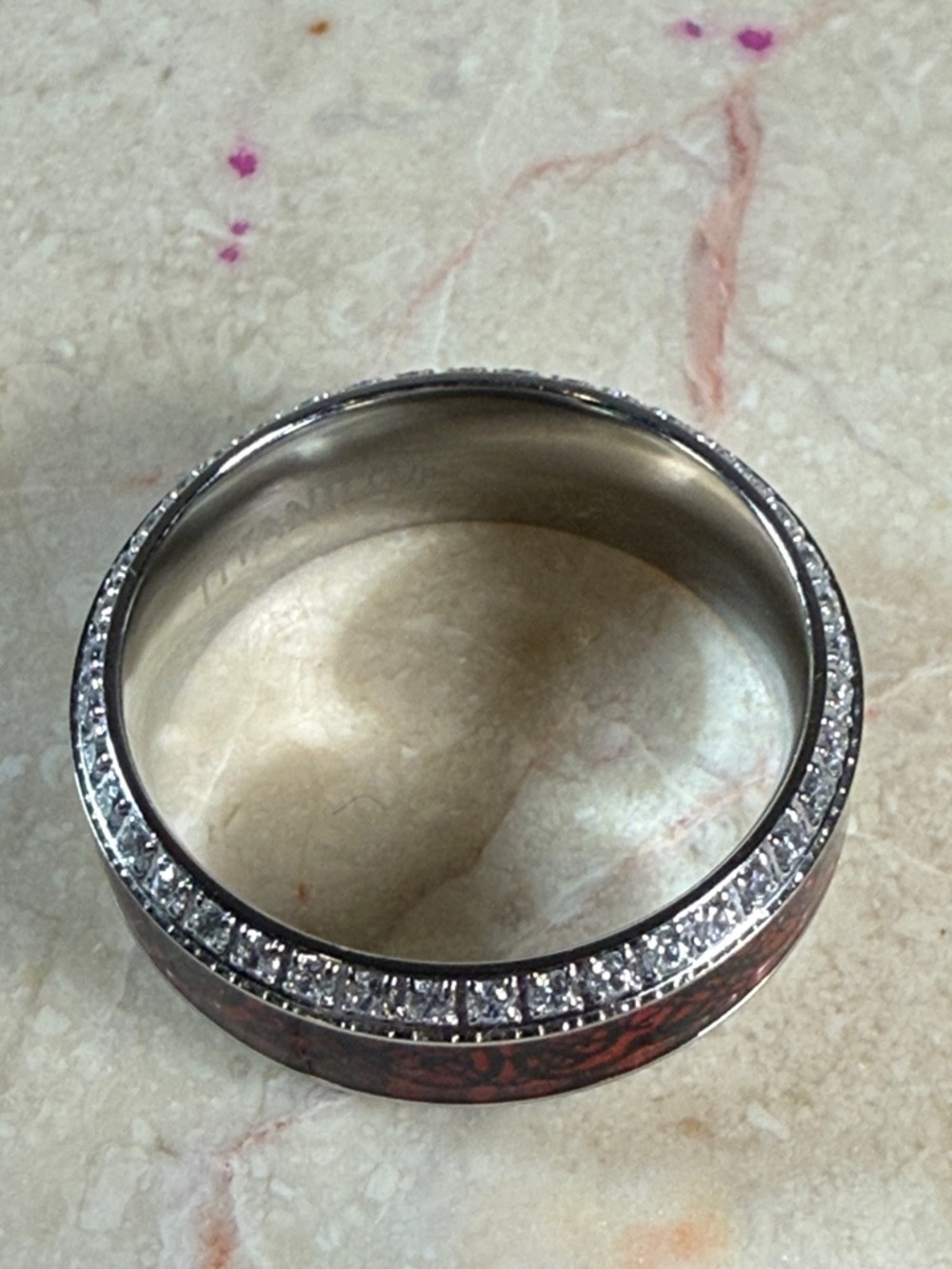 Titanium Red Enamel Band with CZ Pavé Accents